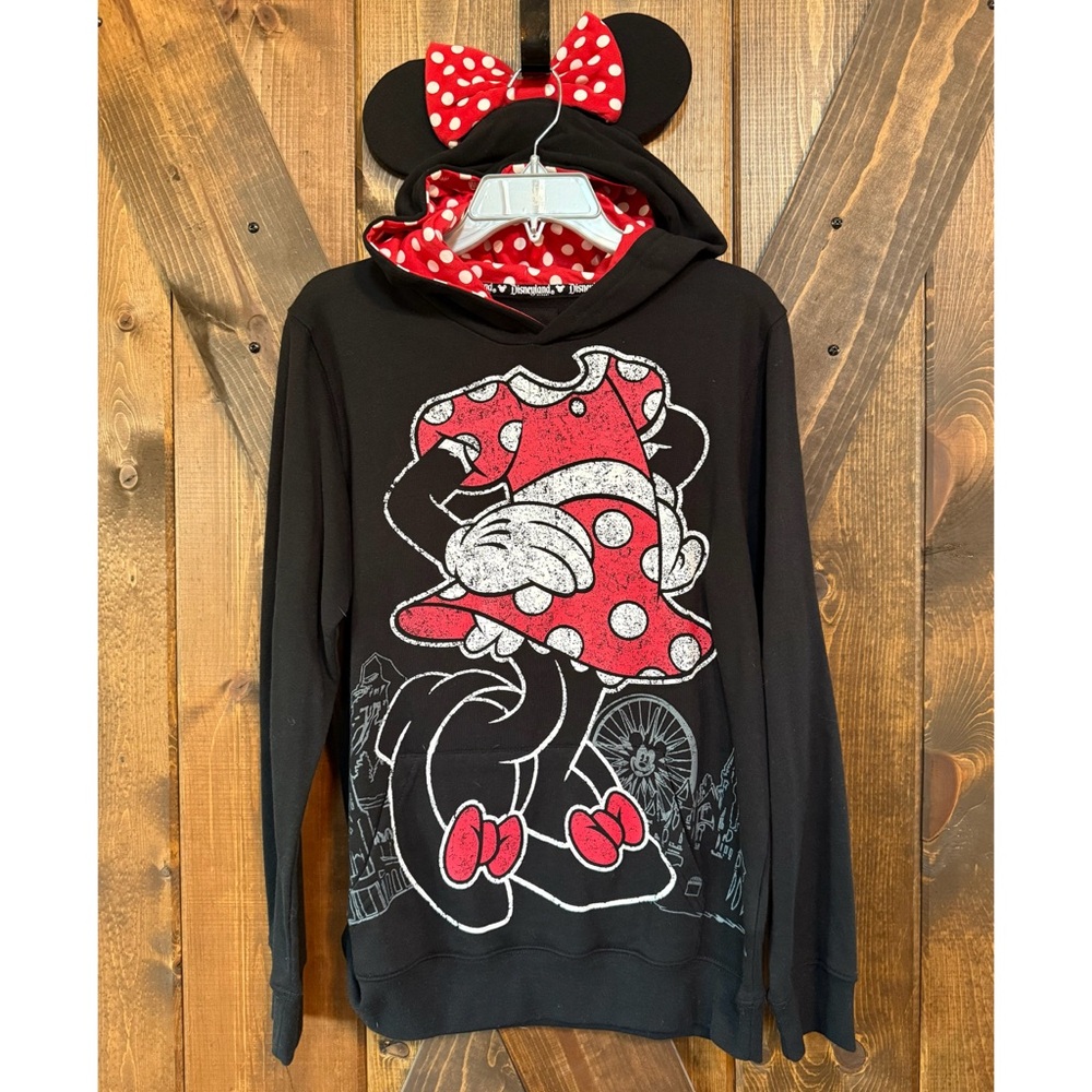 Disney Minnie Mouse Black Hoodie with Mouse Ears